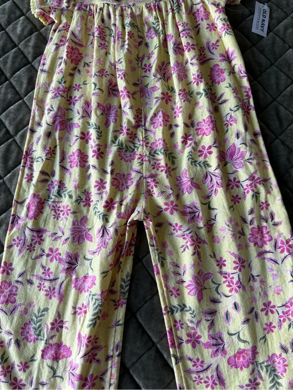 Yellow Floral Knit Skirt with Pink Blooms